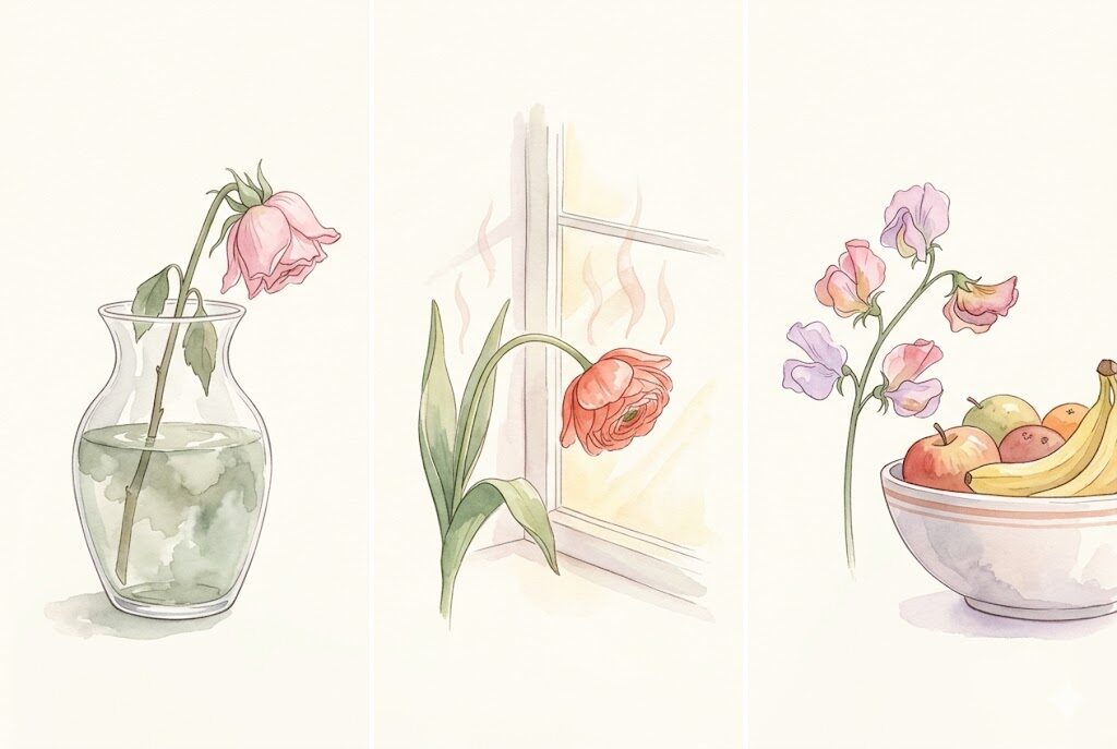 切り花が枯れる原因のイラスト